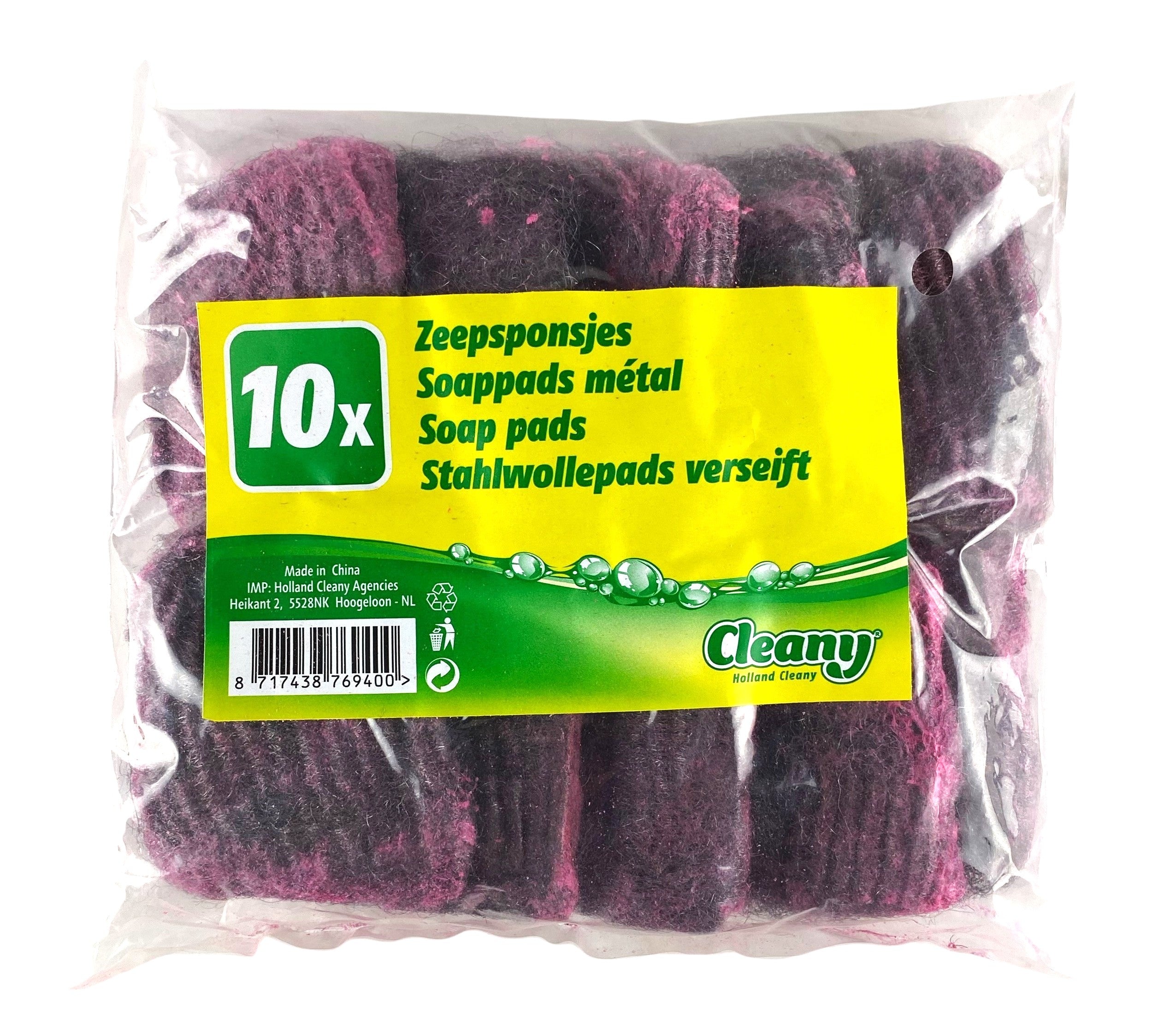 Cleany - Éponges en laine d'acier imprégnées de savon - Lot de 10