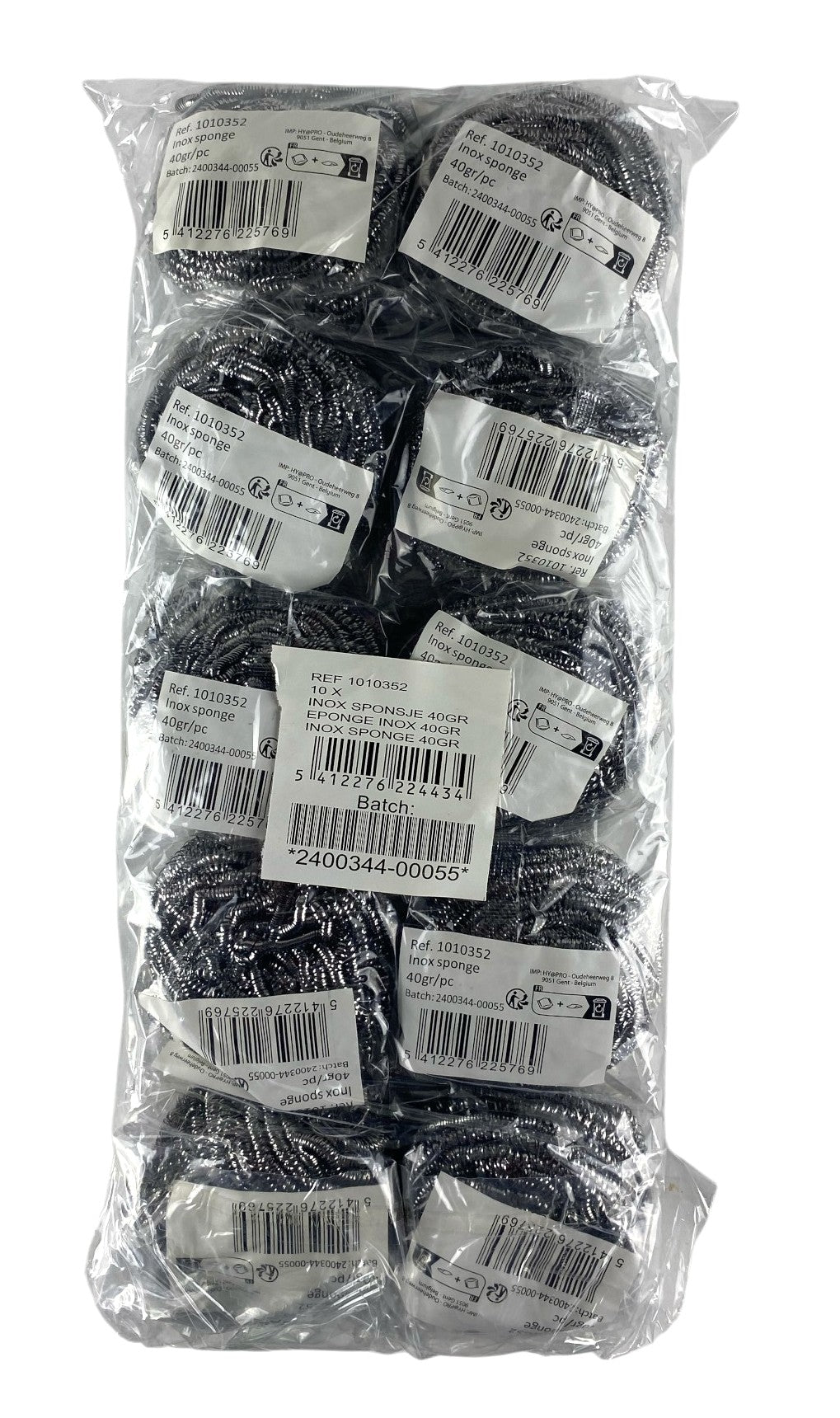 Éponge à récurer en inox 40g - lot de 10 pièces