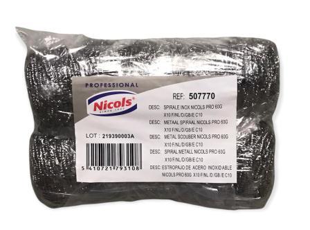 Éponge à récurer en inox 60g - lot de 10 pièces - Nicols Pro