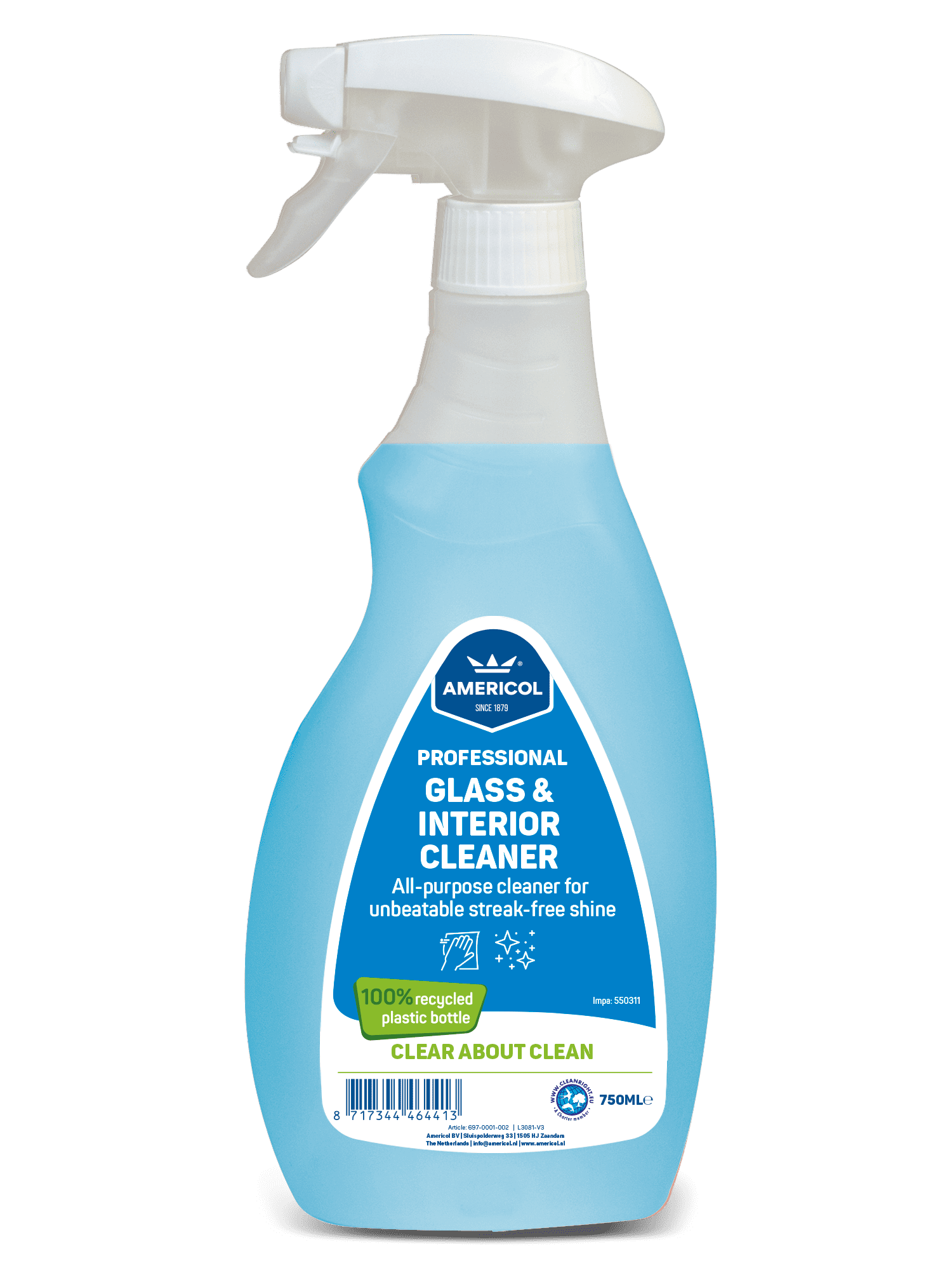 Americol - Nettoyant universel + vitres - Glass & Interior Cleaner - Spray 750ml