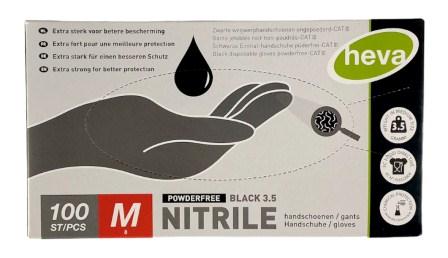 Gants jetables - nitrile - noir - non poudrés - 100 pièces