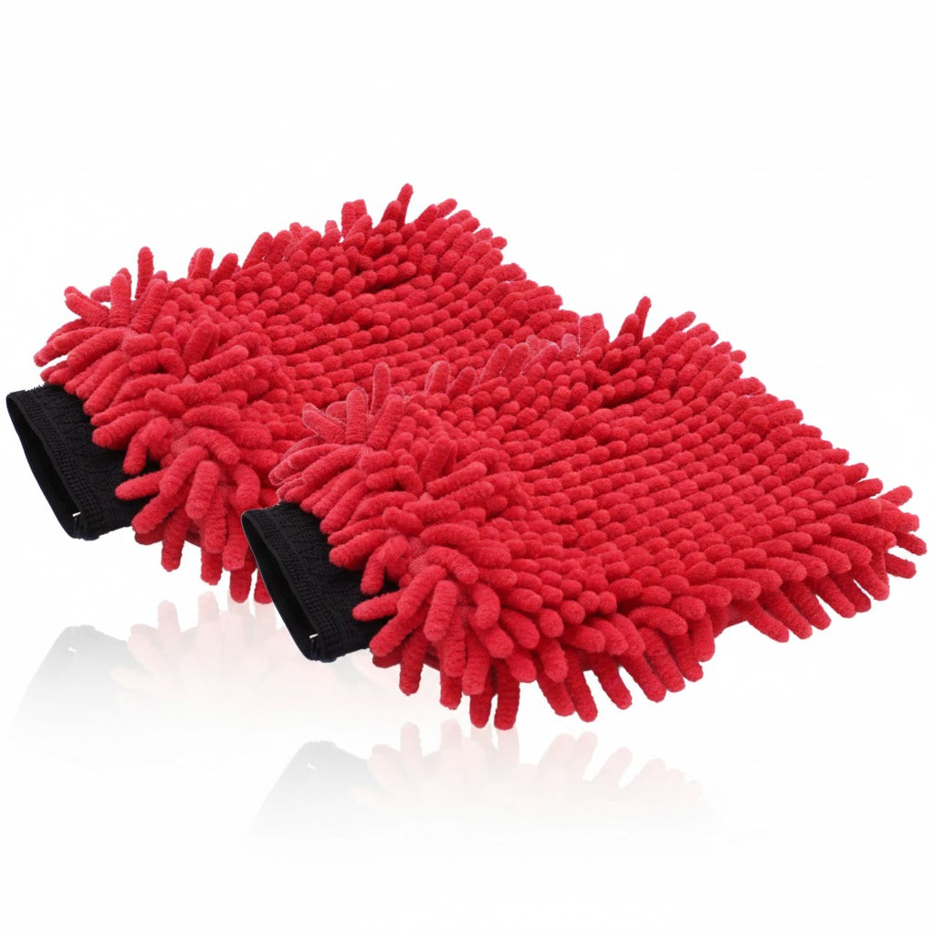 Gant de lavage microfibre ''Rasta'' rouge
