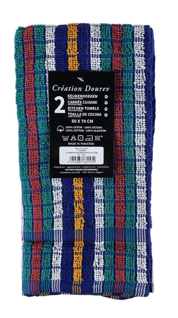 Lot de 2 Essuie-Mains "Mineur" Couleurs - 100% Coton - 315g/m² - 50x70cm