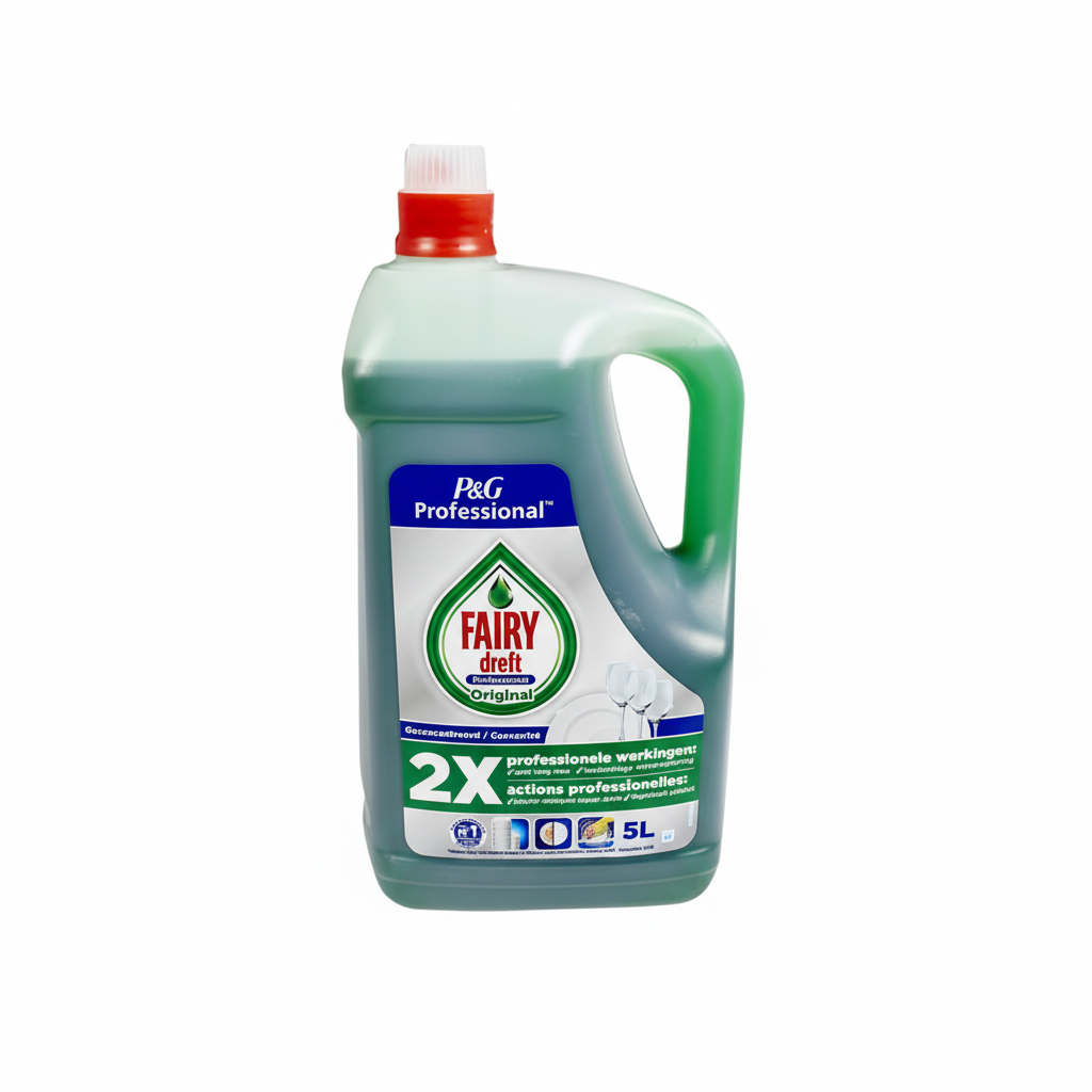 Fairy dishwashing liquid with extended white background