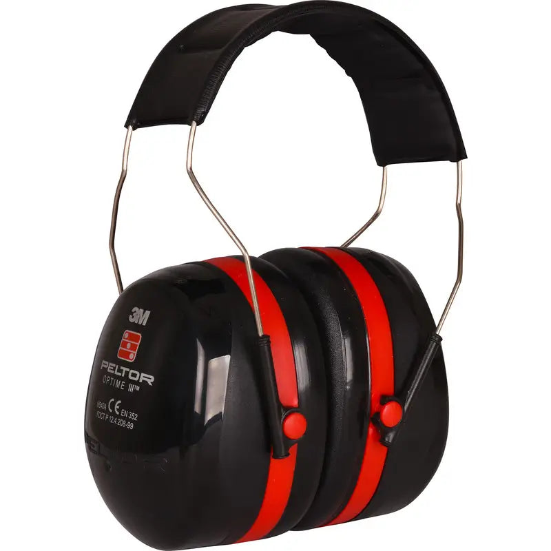 3M Peltor Optime III (Noir/Rouge) - Casque antibruit - Protection maximale (SNR 35dB)