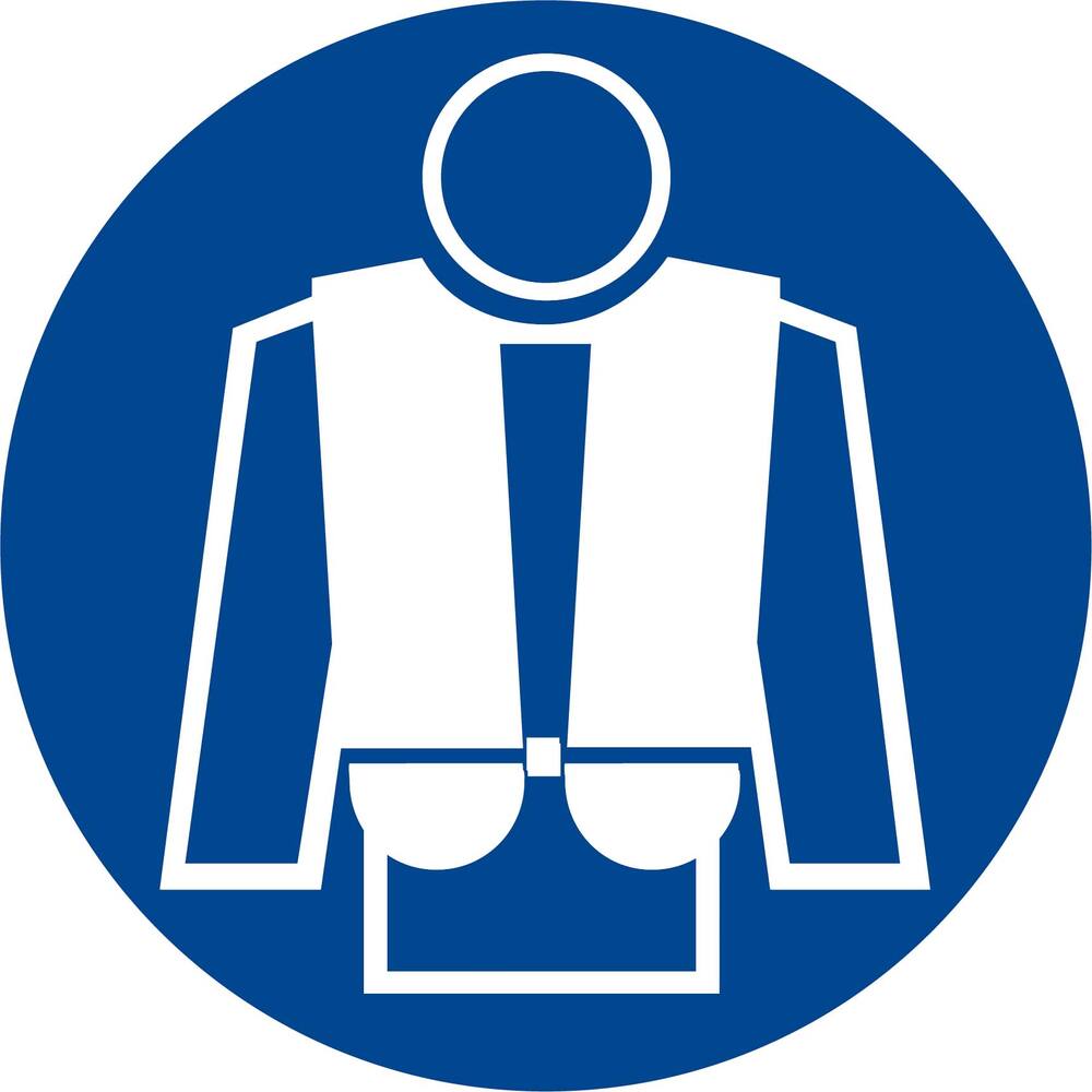 Autocollant - Port du gilet de sauvetage obligatoire - diamètre 10cm