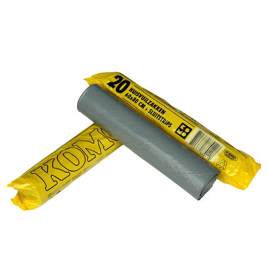 Sacs poubelle - 60L - KOMO - gris - 20 pièces